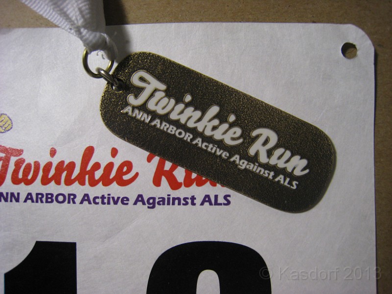 2013 Twinkie 5K 66.JPG - The 2013 Twinkie 5K. This is run on April Fools Day (April 1) every year. It is run in Ann Arbors Gallup Park. This year was a very cold and windy evening. (It is run at 6:15 pm)